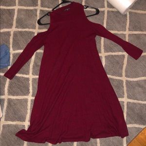 Red Sweater Dress with Cutout Shoulders